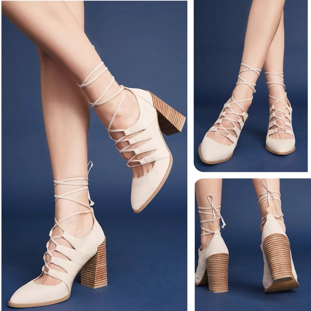 Anthropologie Seychelles “Condition” Lace-Up Heel Booties